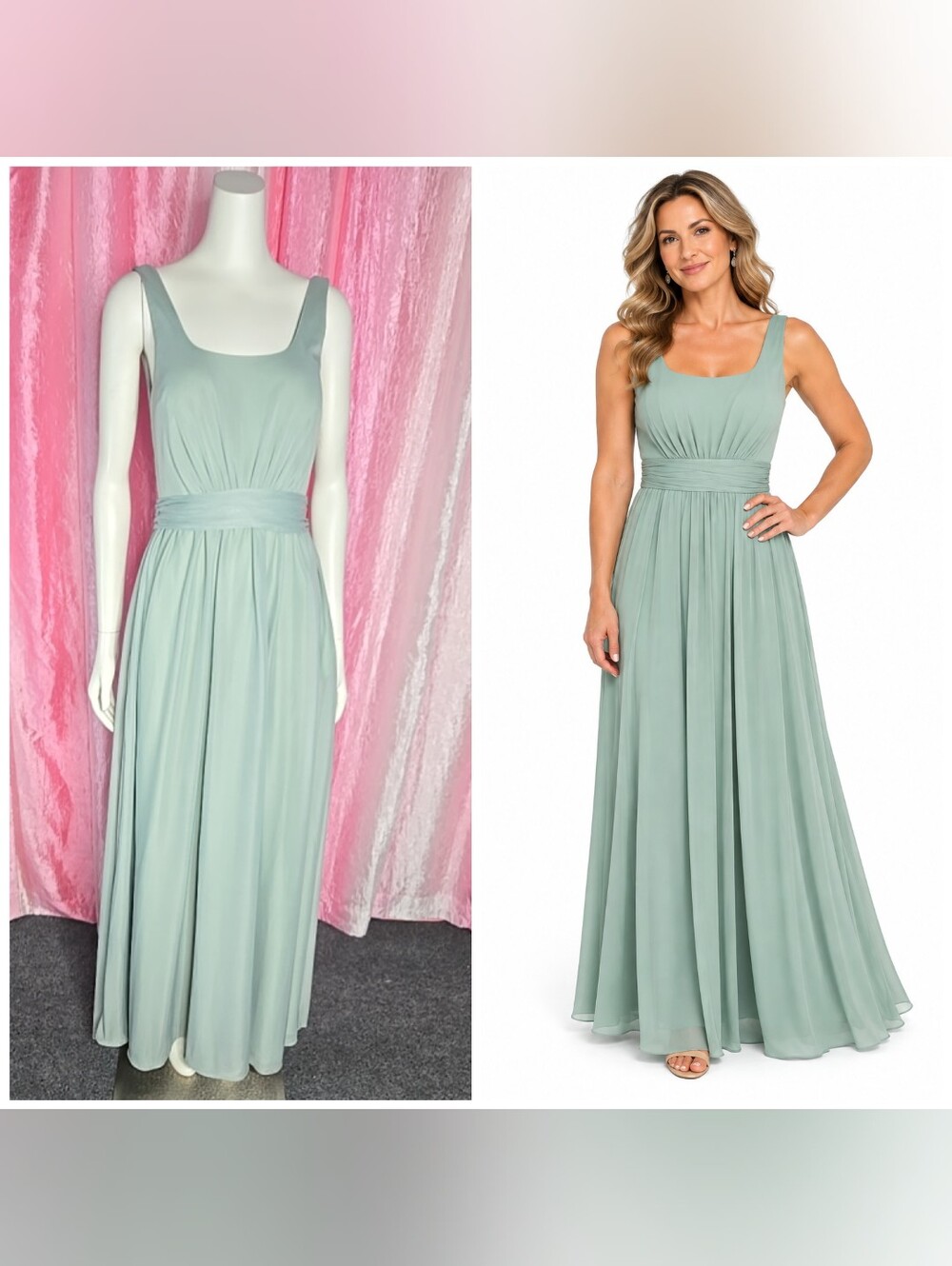 Birdy Sage Green Chiffon Formal Prom Dress Size Small